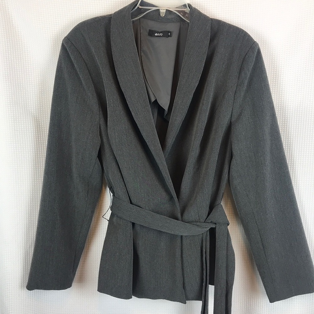 Enlo tie wrap gray blazer